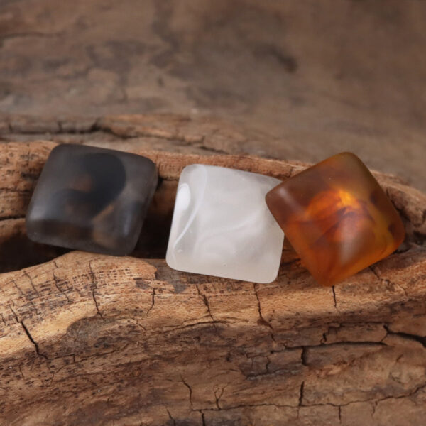 Square Amber Resin Buttons with Metal Shanks for DIY Knitted Hats Dolls 30pcs - Image 2