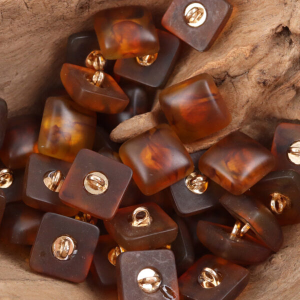 Square Amber Resin Buttons with Metal Shanks for DIY Knitted Hats Dolls 30pcs - Image 5