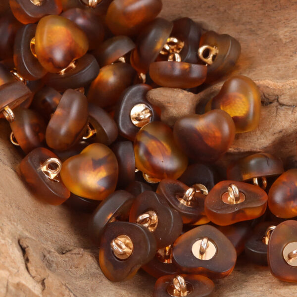 Amber-Colored Heart-Shaped Resin Buttons for Lingerie 20pcs - Image 5