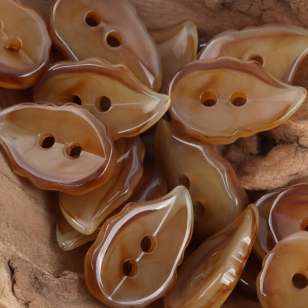 Retro Khaki Leaf-Shaped Decorative Resin Buttons,20pcs