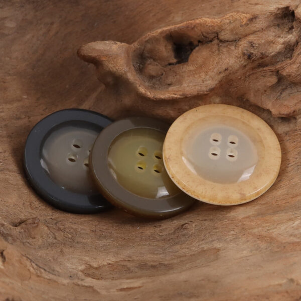 Round 4 Hole Wide-Edged Amber Resin Buttons,20pcs