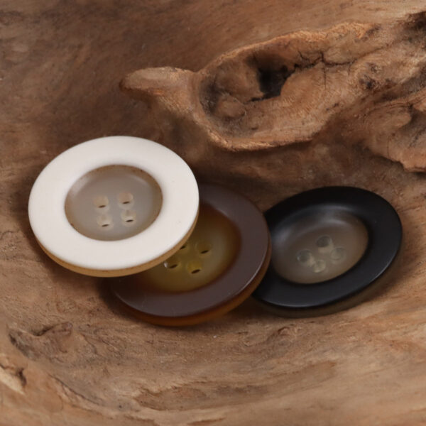 Round 4 Hole Wide-Edged Amber Resin Buttons,20pcs