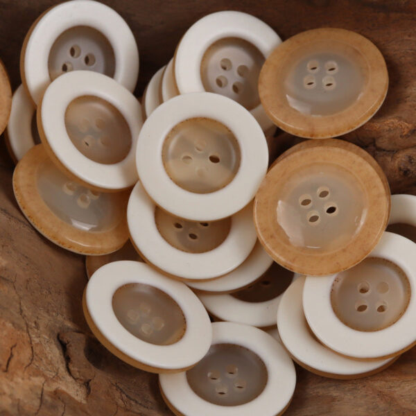 Round 4 Hole Wide-Edged Amber Resin Buttons,20pcs