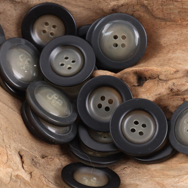 Round 4 Hole Wide-Edged Amber Resin Buttons,20pcs