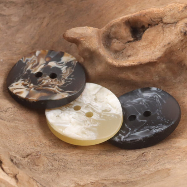Curved Oval Imitated Wood Grain Resin Buttons 30pcs