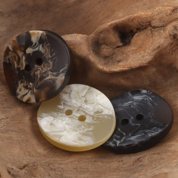 Curved Oval Imitated Wood Grain Resin Buttons 30pcs