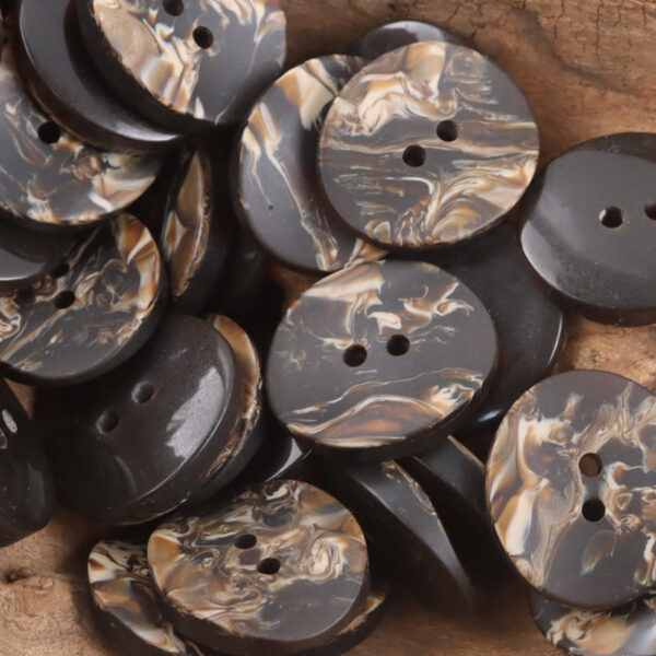 Curved Oval Imitated Wood Grain Resin Buttons 30pcs