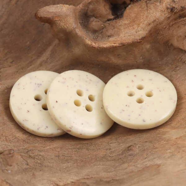 Beige Resin Buttons Thick Round Edge Dotted Flower,20pcs