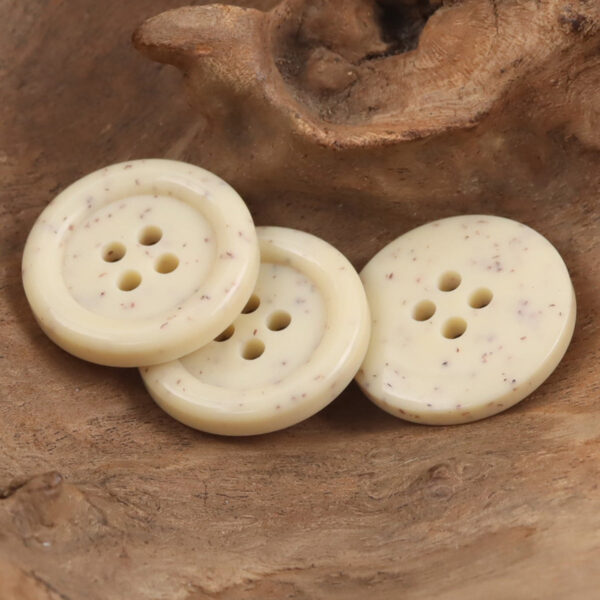 Beige Resin Buttons Thick Round Edge Dotted Flower,20pcs