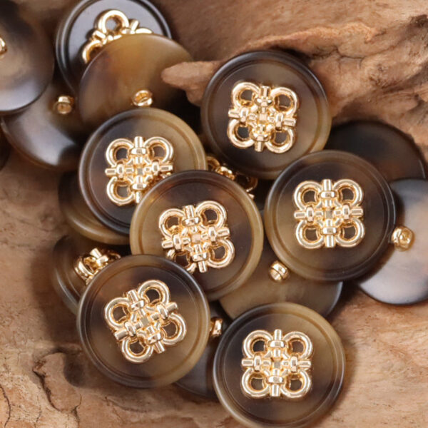 Chinese Knot Beige Resin Metal Shank Coat Buttons 10pcs - Image 5