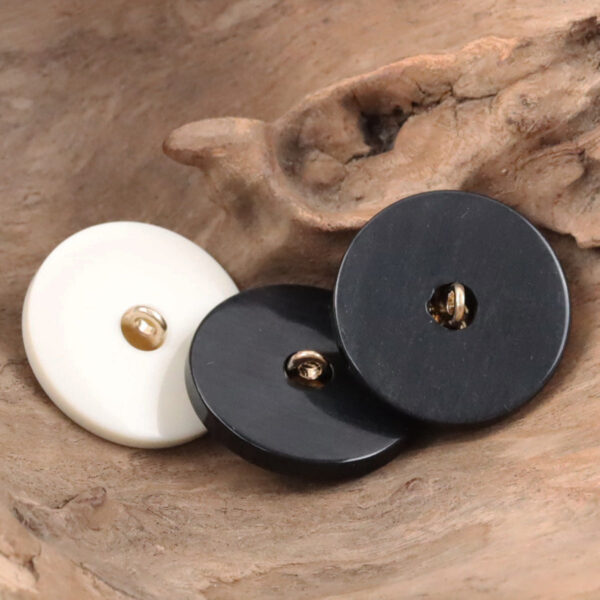 Retro Black-Gold Clover Round Resin Buttons with Metal Shanks 10pcs - Image 2
