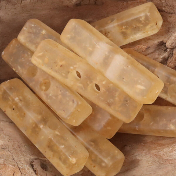 2 Hole Long Strip Wood Chip Patterned Resin Buttons 10pcs