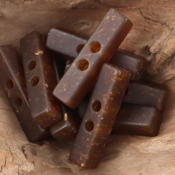 2 Hole Long Strip Wood Chip Patterned Resin Buttons 10pcs