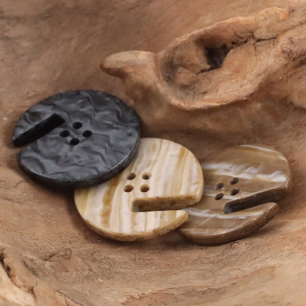 Wood Grain Resin Buttons with Notches for Home Decor Upholstery 20pcs - Image 3