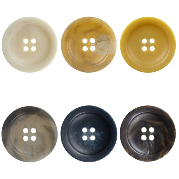 Wide-Edged Bowl-Shaped 4 Hole Urea Coat Buttons 10pcs