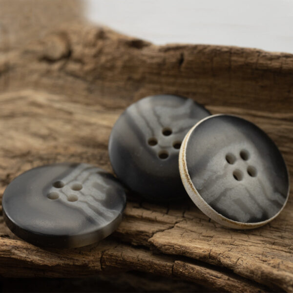 Vintage Burnt-Edge Black-Gray Textured Urea Buttons 30 Pack - Image 2