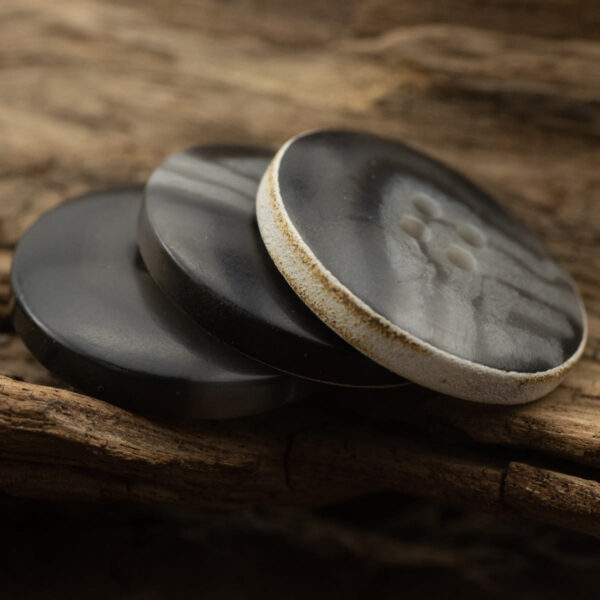 Vintage Burnt-Edge Black-Gray Textured Urea Buttons 30 Pack - Image 3
