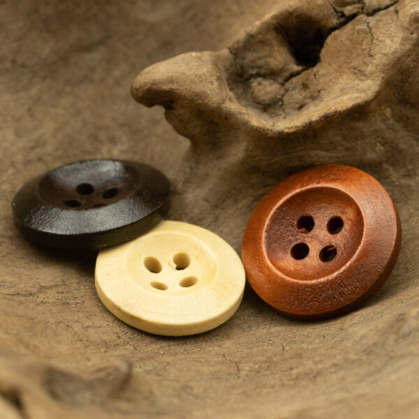 Premium Pear Wood Buttons with Red Lacquer Finish 100pcs