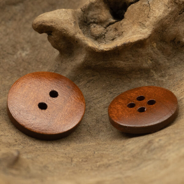 Cat's Eye Red Brown Wooden Buttons for Cotton and Linen Clothing - 50pcs