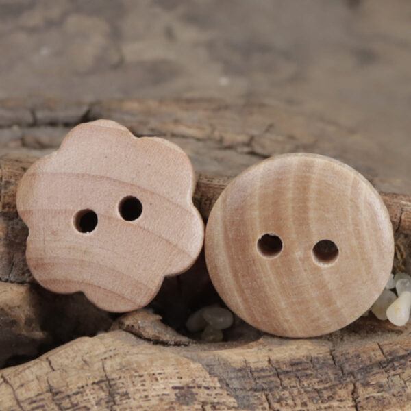 15mm Sunflower Two-Hole Wooden Buttons for Knitted Doll 30pcs - Image 2