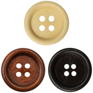Vintage Round Four-Hole Wooden Buttons 50pcs 