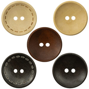 Two-Hole Dotted Wood Buttons Bowl-Shaped 50 Pack 