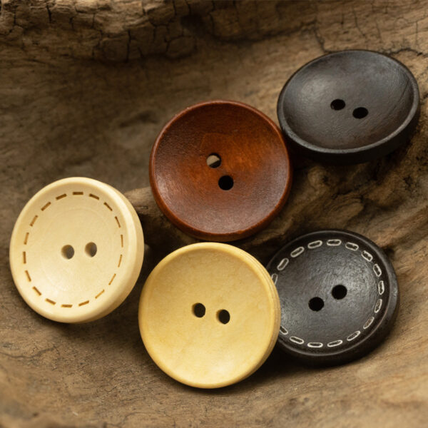 Two-Hole Dotted Wood Buttons Bowl-Shaped 50 Pack