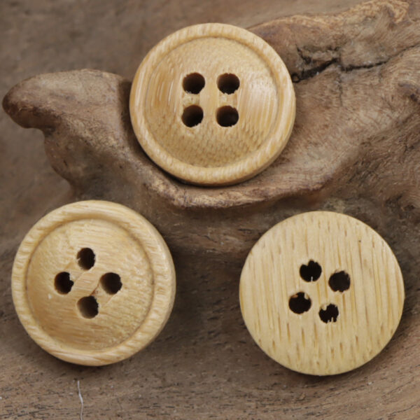 13mm/15mm Round Natural Bamboo Decorative Buttons 20pcs - Image 3