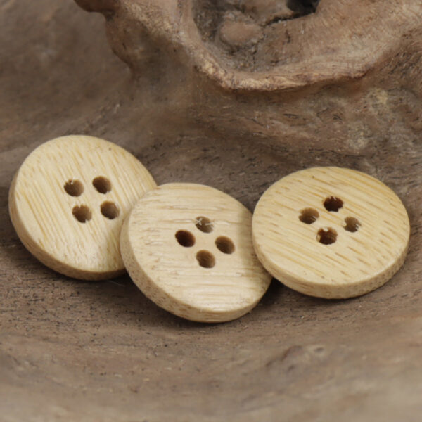 13mm/15mm Round Natural Bamboo Decorative Buttons 20pcs - Image 2