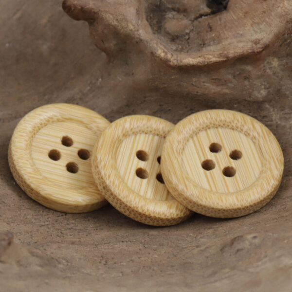 Sustainable Bamboo Buttons Thick Rounded Edges 4 Holes 10pcs