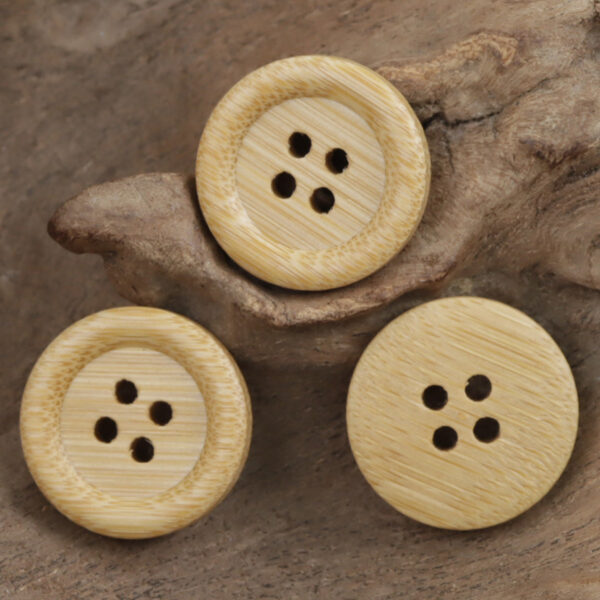 Sustainable Bamboo Buttons Thick Rounded Edges 4 Holes 10pcs
