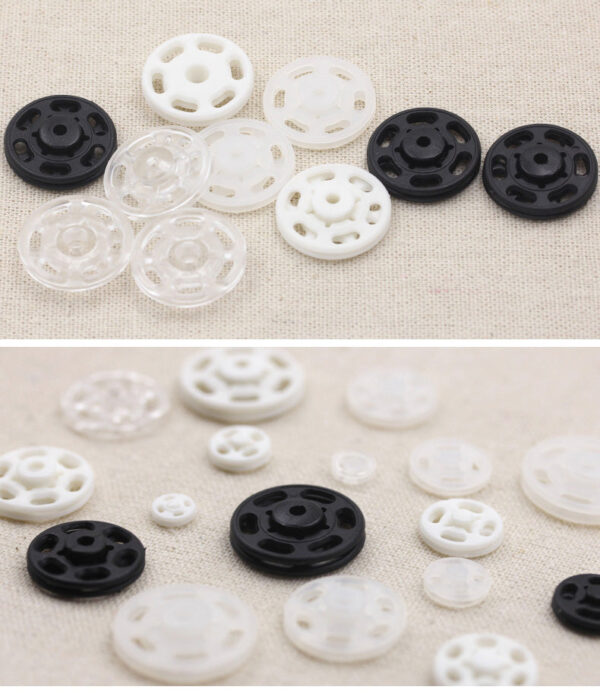 Black White Clear Plastic Invisible Snap Buttons for Clothing 40 Pack - Image 4