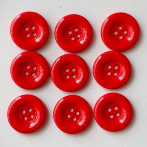 25mm Red Round 4-Hole Plastic Buttons 60pcs