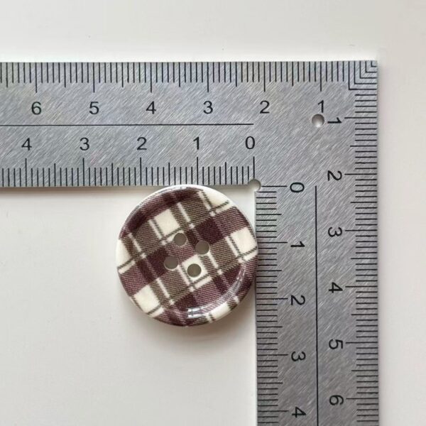 1 Inch Coffee Plaid Pattern Round 4-Hole Craft Buttons 36 Pack - Image 2