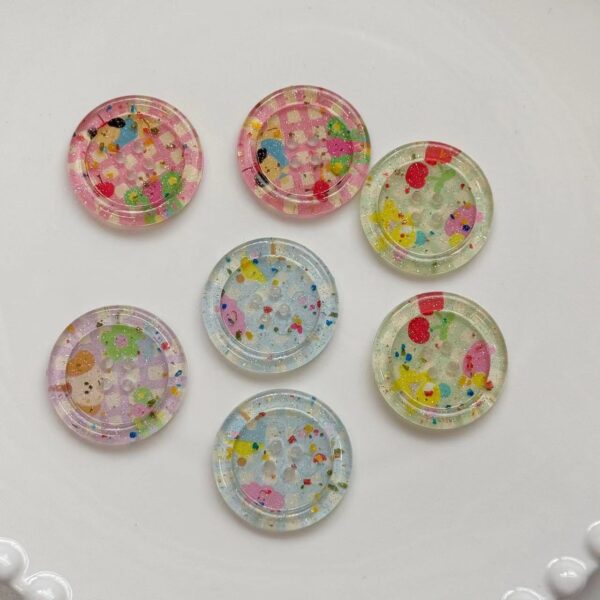 25MM Sparkling Pink Round 4-Hole Resin Buttons 40 Pack - Image 2
