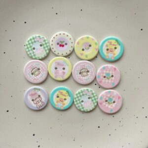 25MM Cartoon Cherry Cat and Dog 2-Hole Resin Buttons 48 Pack