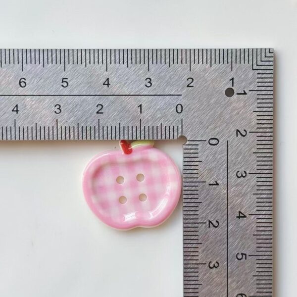 25MM Printed Plaid Apple 4-Hole Resin Buttons 50 Pack - Image 2