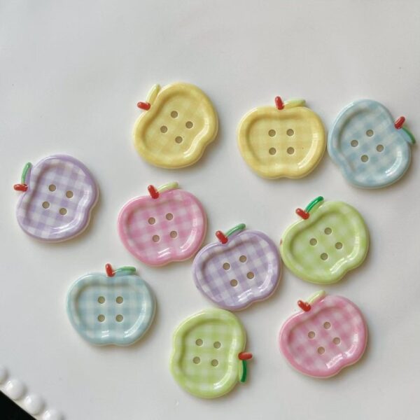 25MM Printed Plaid Apple 4-Hole Resin Buttons 50 Pack - Image 3
