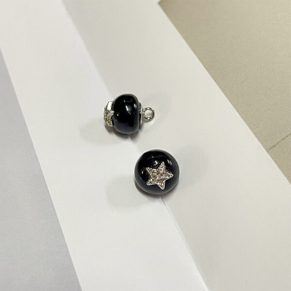 10mm Black White Resin Shirt Buttons with Metal Shanks Star Pattern and Rhinestone 20pcs - Image 5