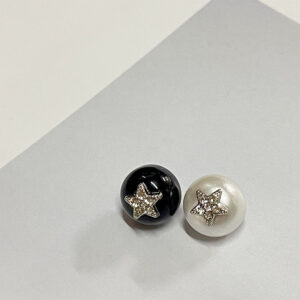 10mm Black White Resin Shirt Buttons with Metal Shanks Star Pattern and Rhinestone 20pcs