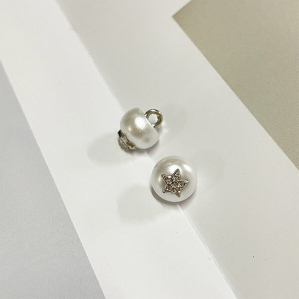 10mm Black White Resin Shirt Buttons with Metal Shanks Star Pattern and Rhinestone 20pcs - Image 4