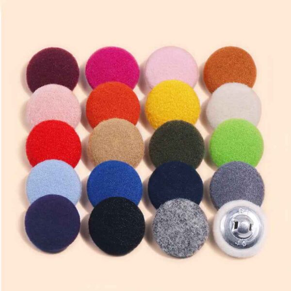 15-38mm 20 Color Round Fluffy Fabric-Covered Buttons for Women's Coats 200 Pack