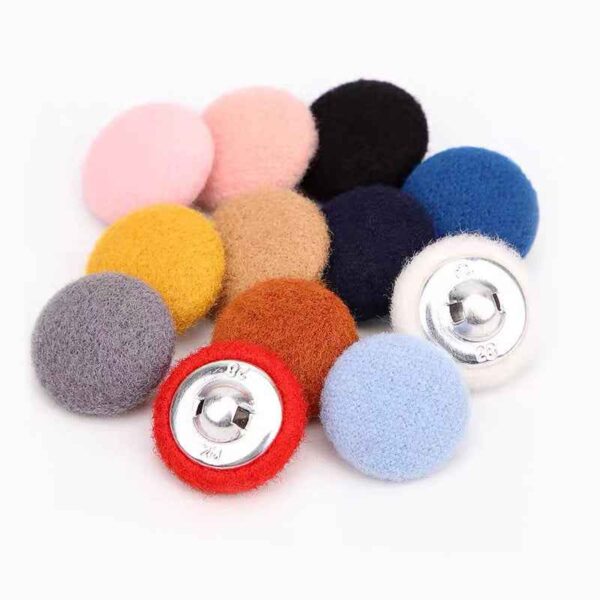 15-38mm 20 Color Round Fluffy Fabric-Covered Buttons for Women's Coats 200 Pack