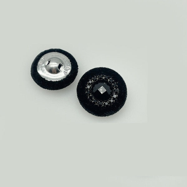 25mm Round Black Velvet-Covered Buttons with Diamonds for Coats Jackets 12pcs - Image 3