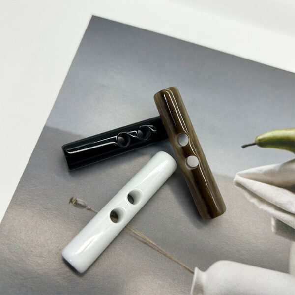50mm White Black Olive Green Long Cylindrical Resin Toggle Buttons for Coat 20pcs - Image 2