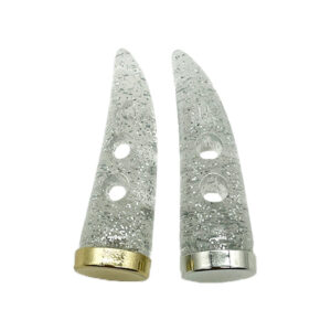 55mm Horn-Shaped Resin Toggle Buttons with Silver Glitter and Pearl Luster 20pcs