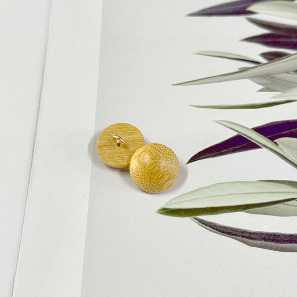 11/15mm Round Mushroom-Shaped Natural Bamboo Buttons with Metal Shanks 50pcs - Image 3