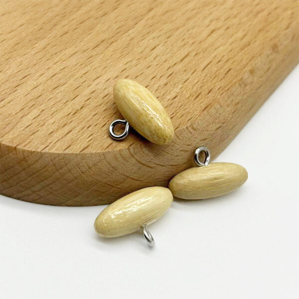 20mm Olive-Shaped Bamboo Buttons with Metal Shanks for Knitted Sweaters 30pcs - Image 3
