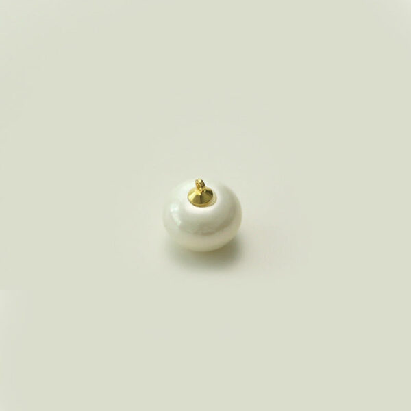 10/12/14/16mm Round Oblate Chinese White Pearl Buttons with Metal Shank 50pcs - Image 2