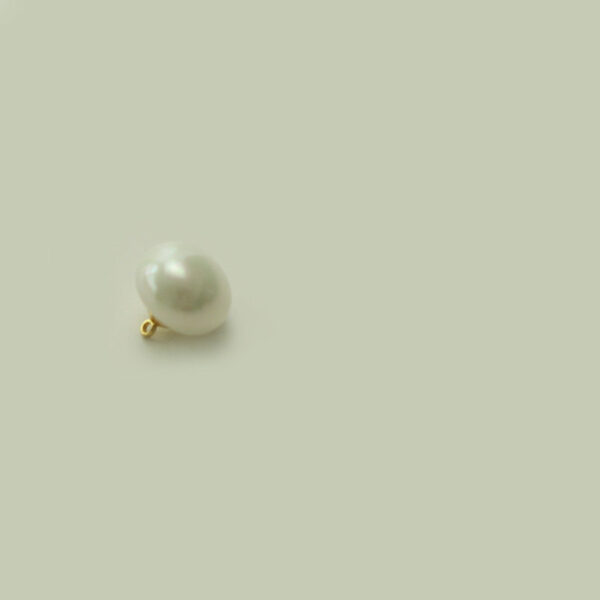 10/12/14/16mm Round Oblate Chinese White Pearl Buttons with Metal Shank 50pcs - Image 5